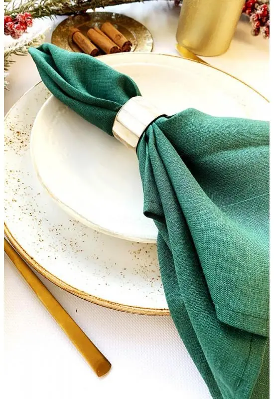 Dark Green Linen Cloth Napkins Forestlike Emerald Tones Weddings