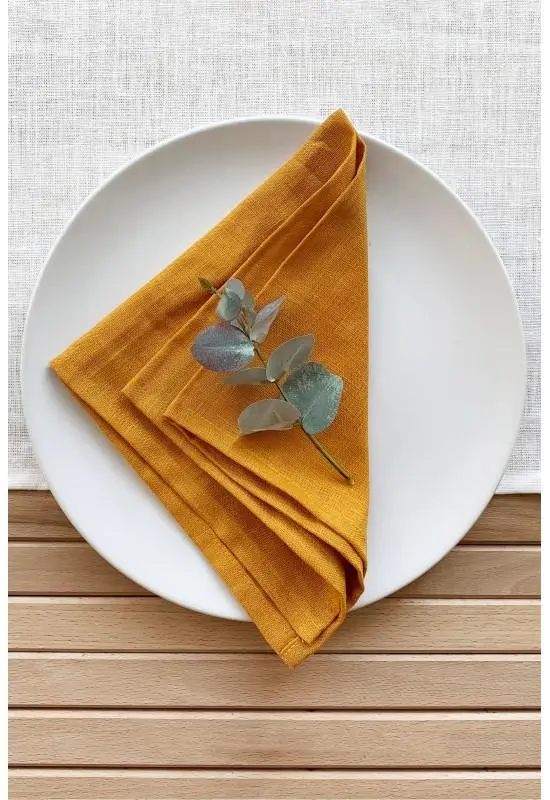 Mustard Yellow Linen Cloth Napkins for Amber Wedding and Dinner