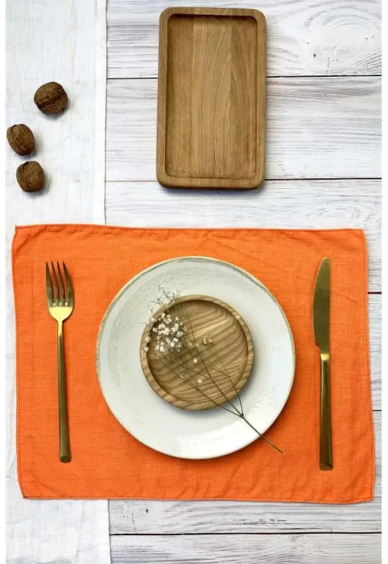 Natural Linen Placemats for Elegant Dining Set of Cloth Place Mats