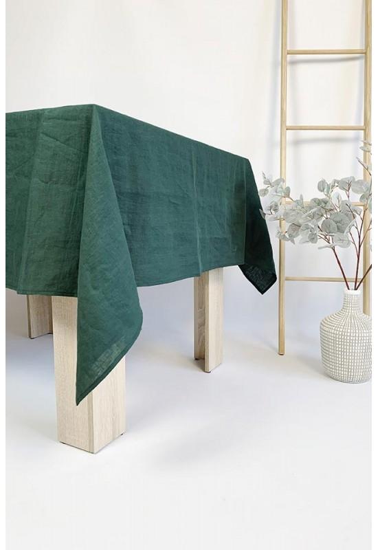 Dark - Emerald Green Linen Tablecloth