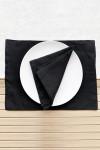 Black linen placemats gothic modern dinner table 