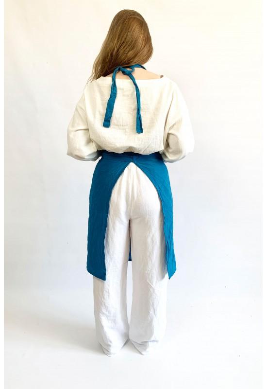 Linen Apron with Pockets for Kitchen, Garden