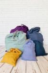 Drawstring Linen Bags for Food Storage on Kitchen