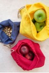 Drawstring Linen Bags for Food Storage on Kitchen