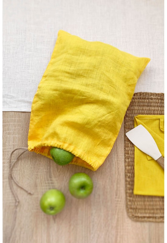 Reusable Linen Bags for Food Storage - Bread Keeper with Drawstring