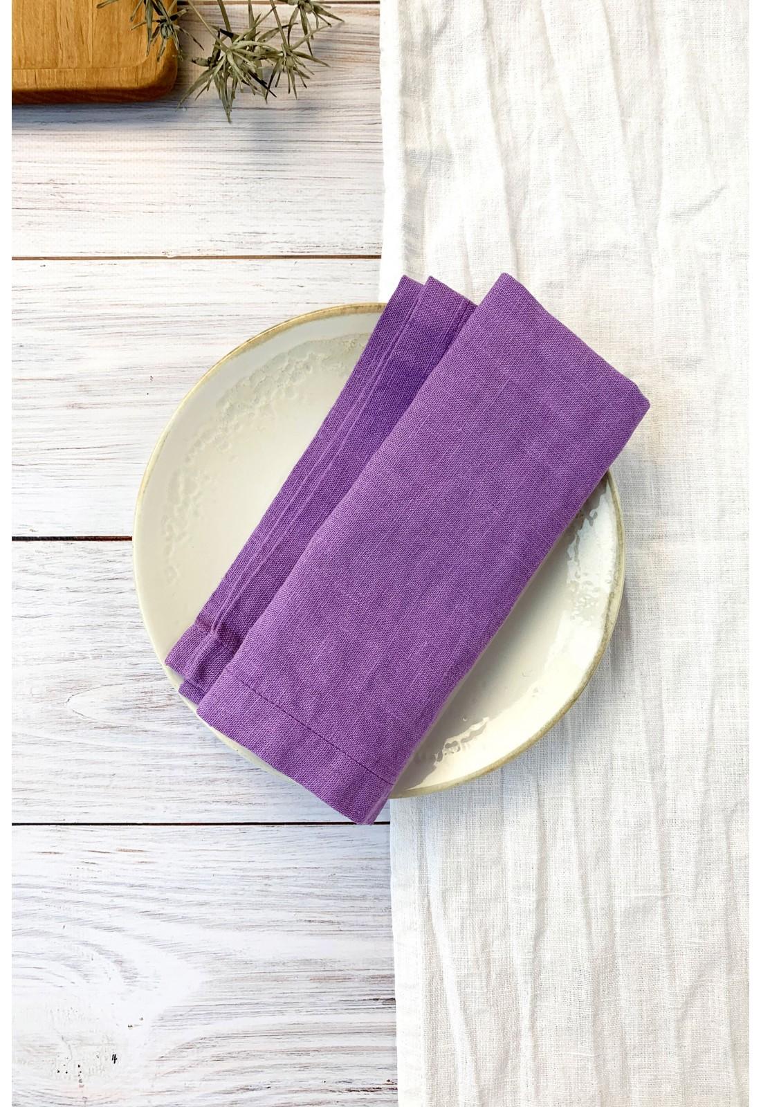 Lavender Napkins Set of 4 Linen Blend 