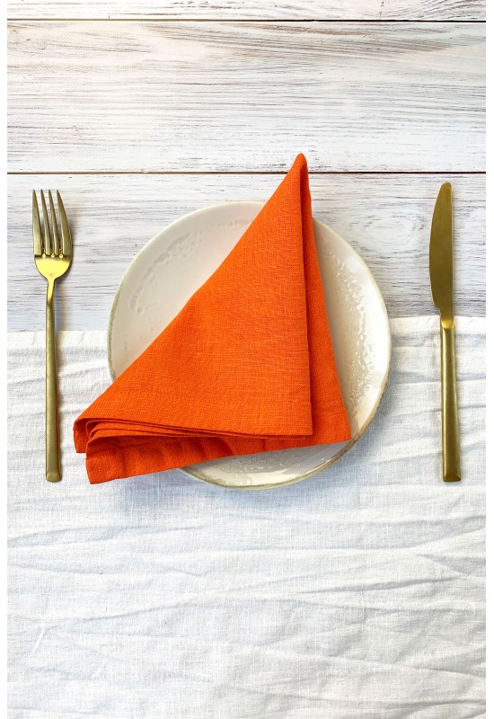 Orange Linen Cloth Napkins