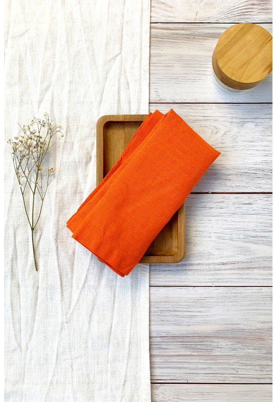 Orange Linen Cloth Napkins