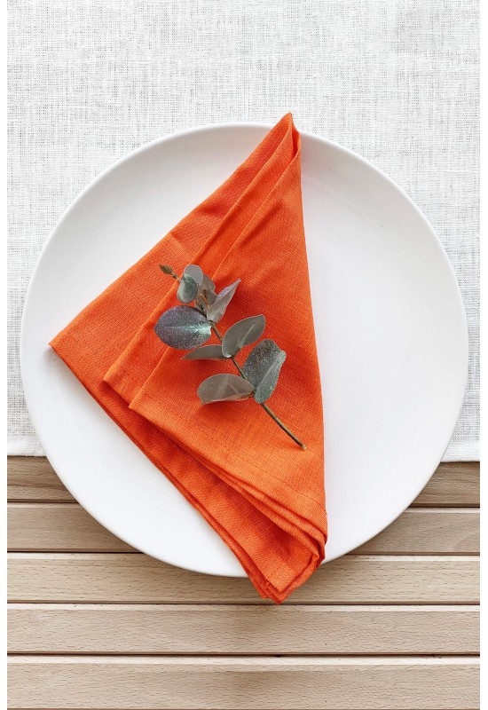 Orange Linen Cloth Napkins