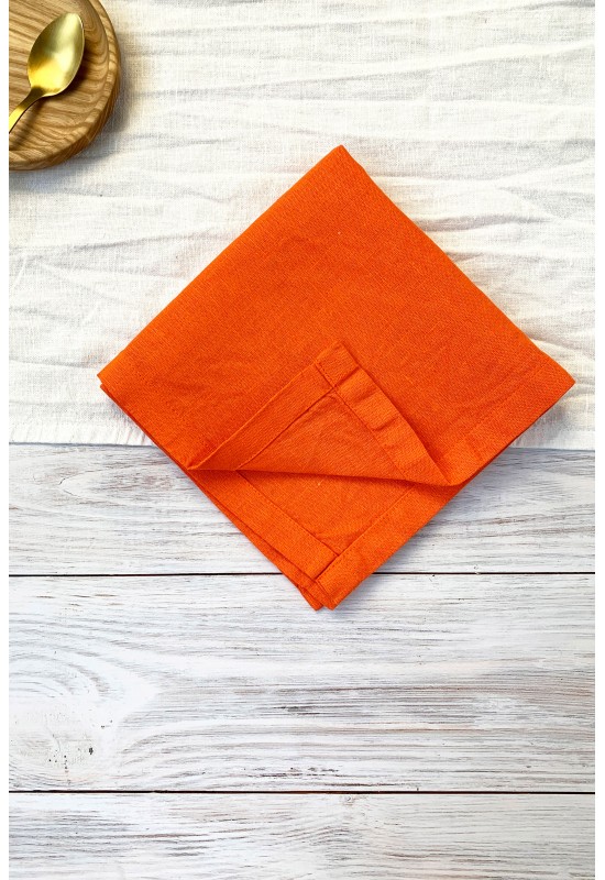 Orange Linen Cloth Napkins