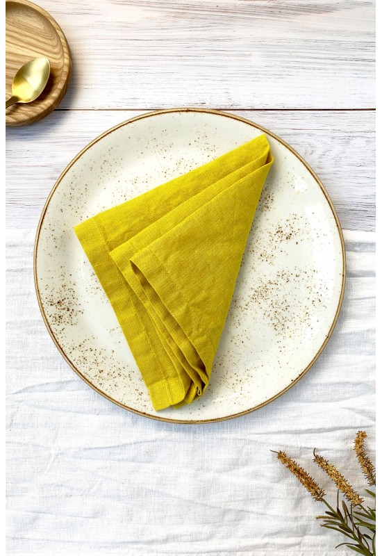 Linen Cloth Linen napkins in Yellow