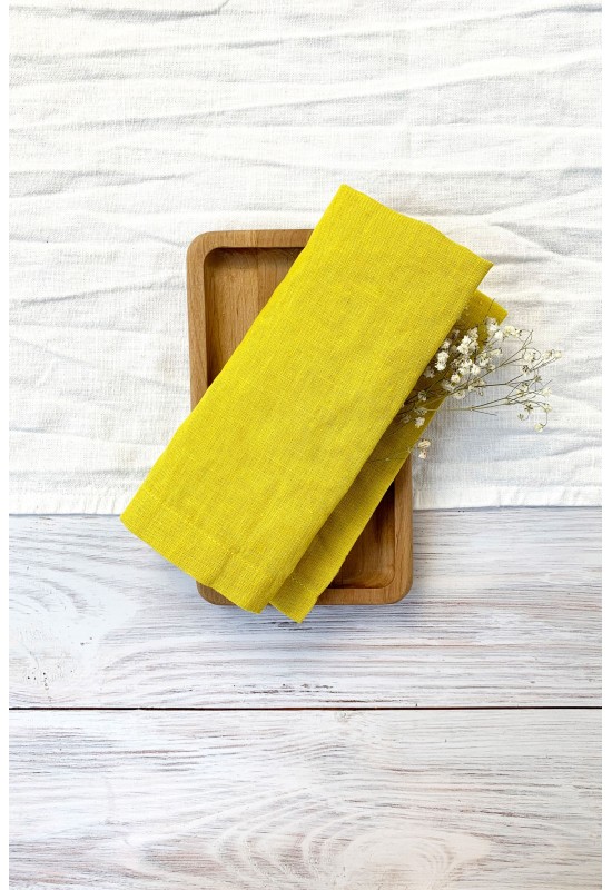 Linen Cloth Napkins in Yellow