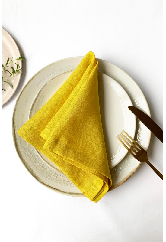 Linen Cloth Napkins in Yellow