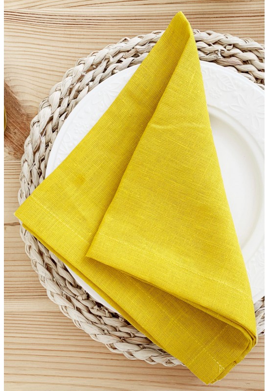 Linen Cloth Napkins in Yellow