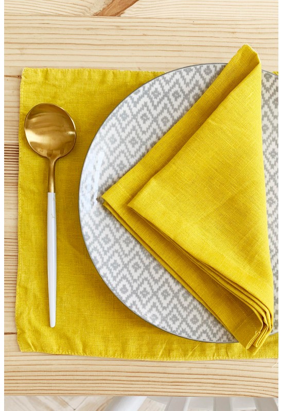 Linen Cloth Linen napkins in Yellow