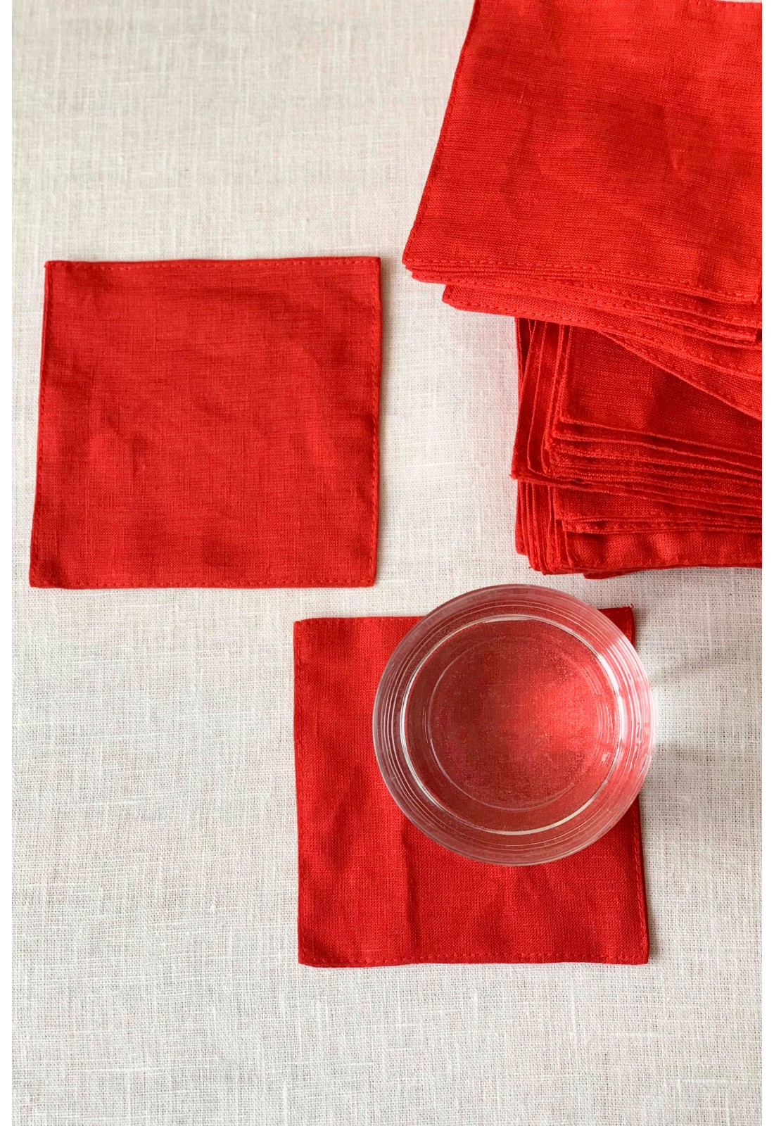 Linen Cloth Table Coasters Fabric Coasters for Table Setting