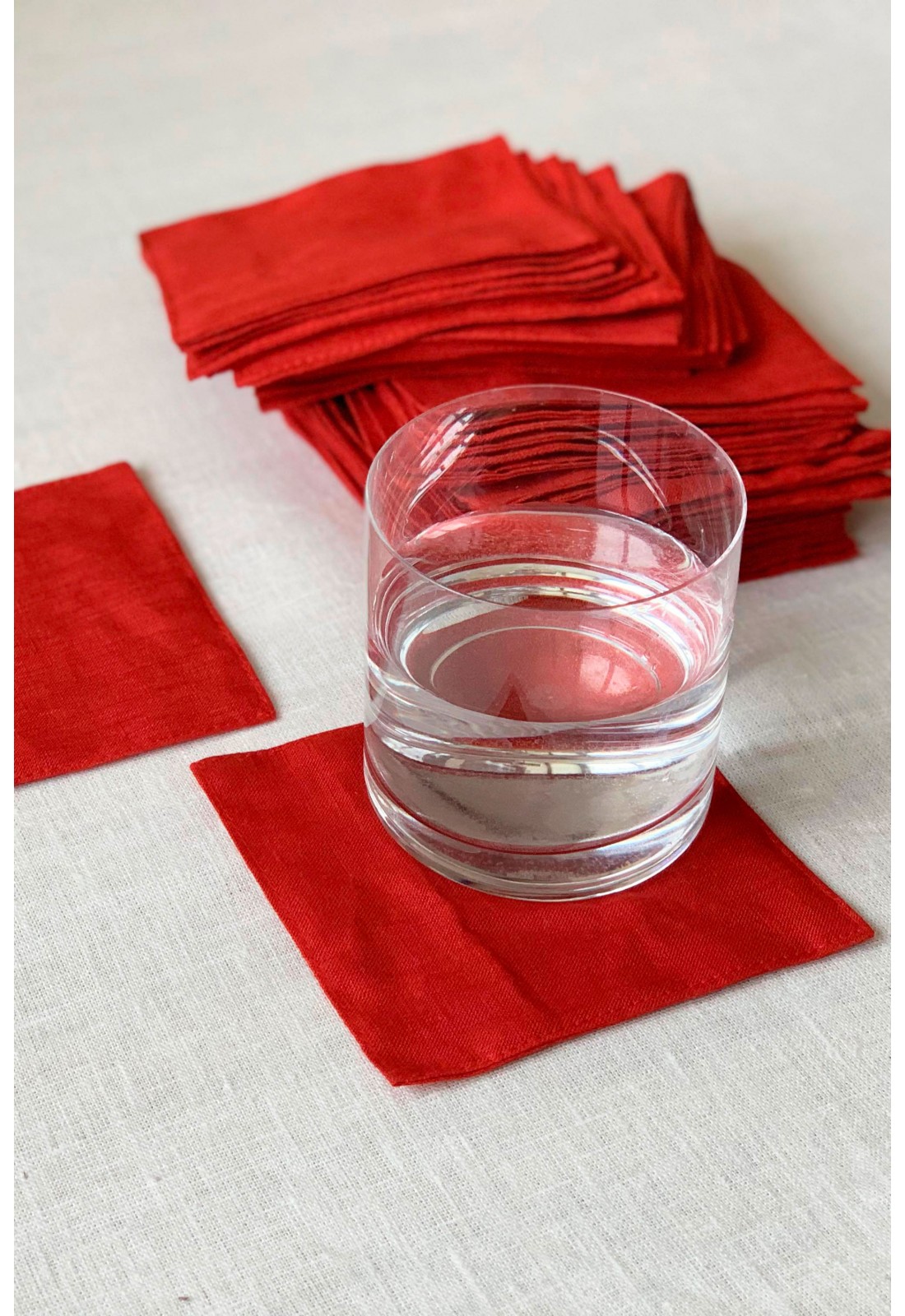 Linen Cloth Table Coasters Fabric Coasters for Table Setting