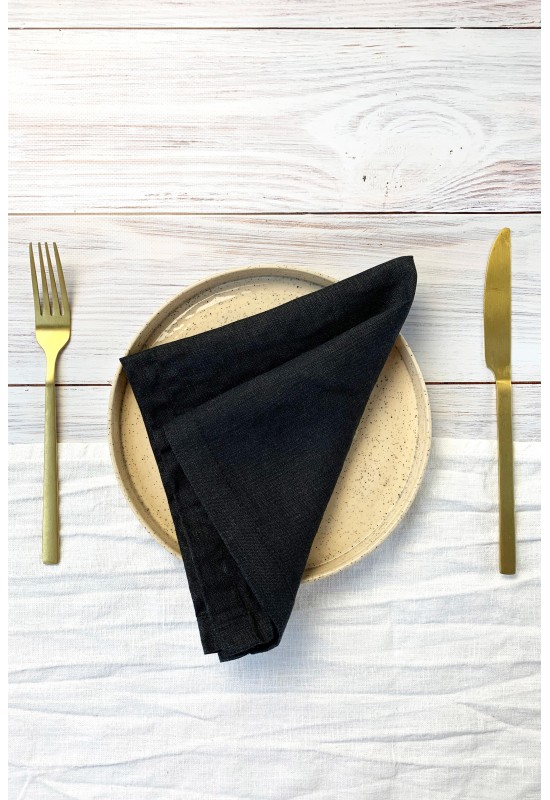 Black Linen Cloth Napkins