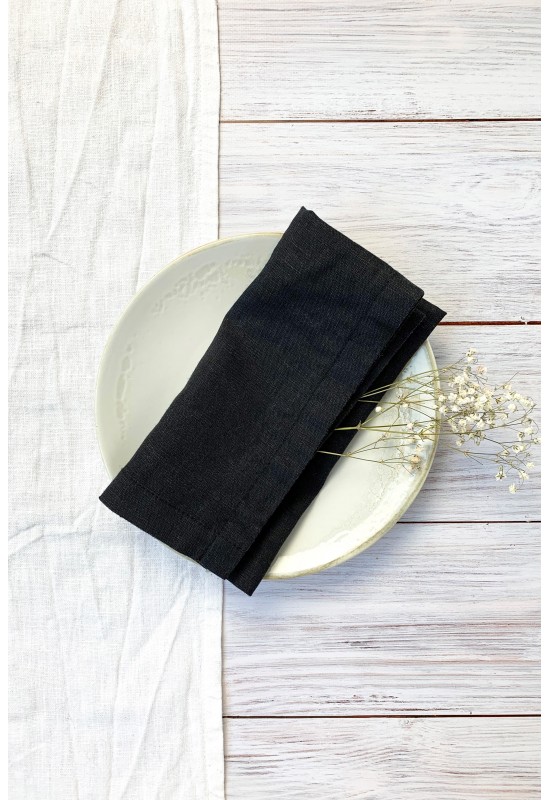 Black Linen Cloth Napkins