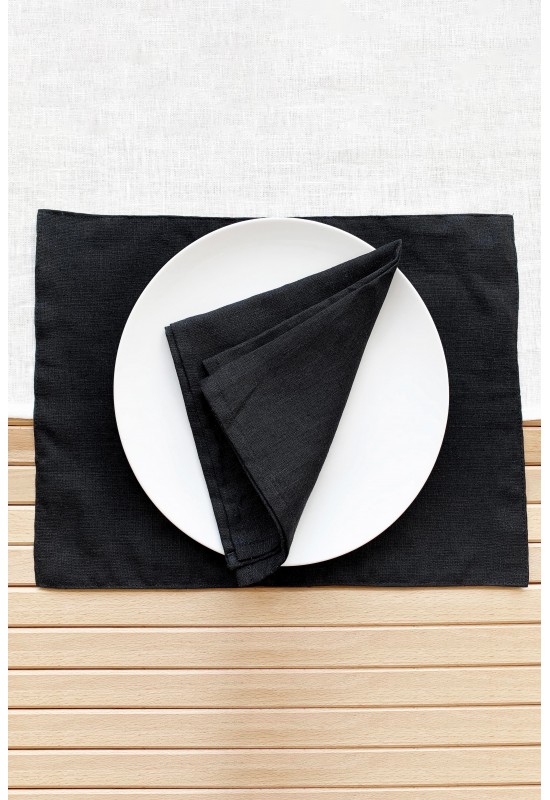 Black Linen Cloth Napkins