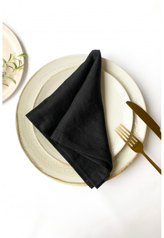 Black Linen Cloth Napkins