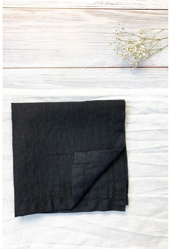 Black Linen Cloth Napkins