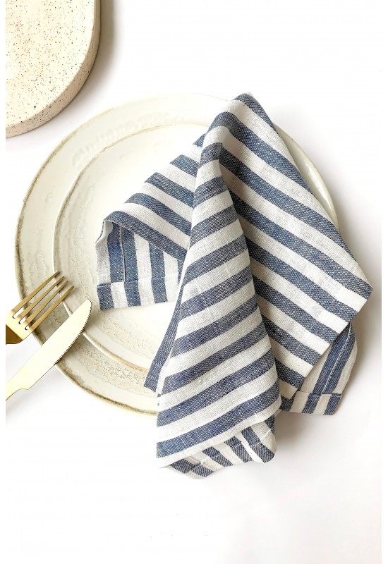 Blue Striped Linen Cloth Linen napkins