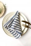 Blue Striped Linen Cloth Napkins