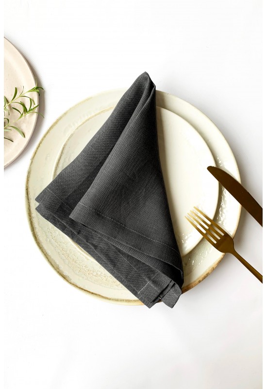 Dark Grey | Charcoal Linen Cloth Napkins