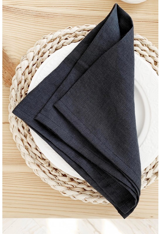 Dark Grey | Charcoal Linen Cloth Napkins