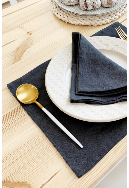 Dark Grey | Charcoal Linen Cloth Napkins