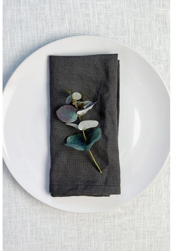 Dark Gray | Charcoal Linen Cloth Linen napkins