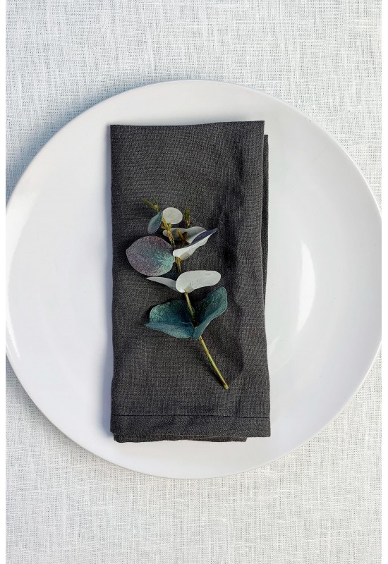 Dark Grey | Charcoal Linen Cloth Napkins