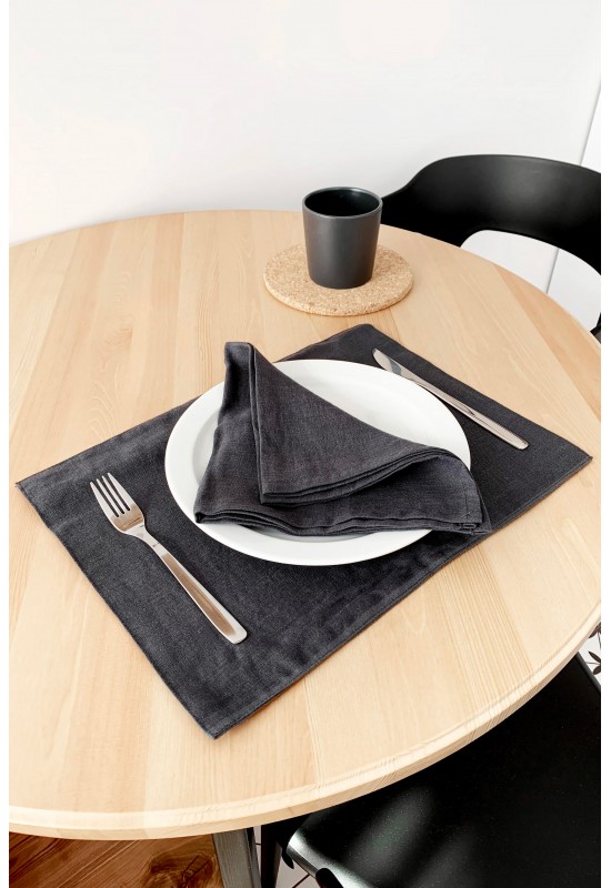 Dark Grey | Charcoal Linen Cloth Napkins