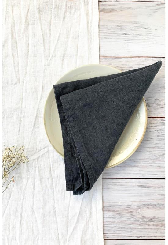 Dark grey Charcoal linen napkins Wedding Dinner 