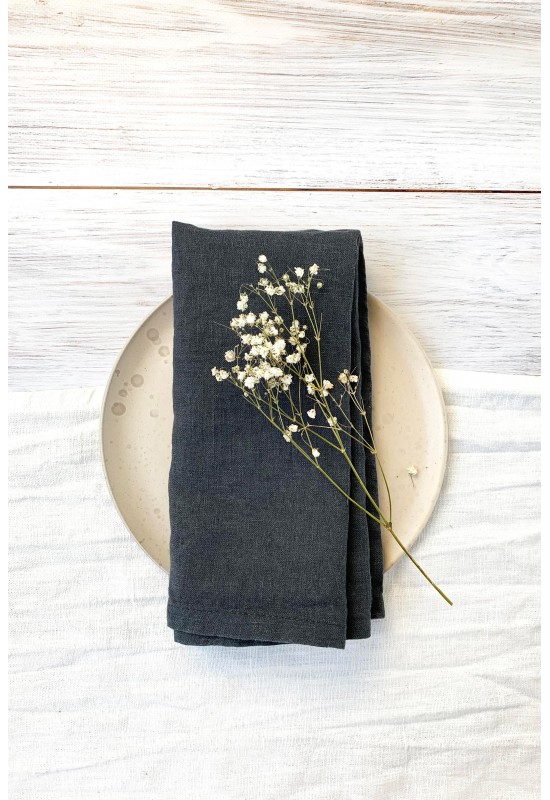 Dark Gray | Charcoal Linen Cloth Linen napkins