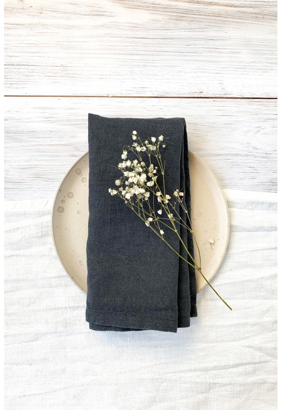 Dark Grey | Charcoal Linen Cloth Napkins