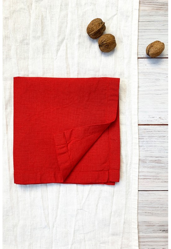 Red Linen Cloth Napkins