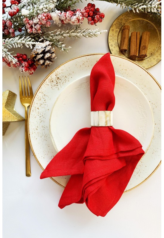 Red Linen Cloth Napkins