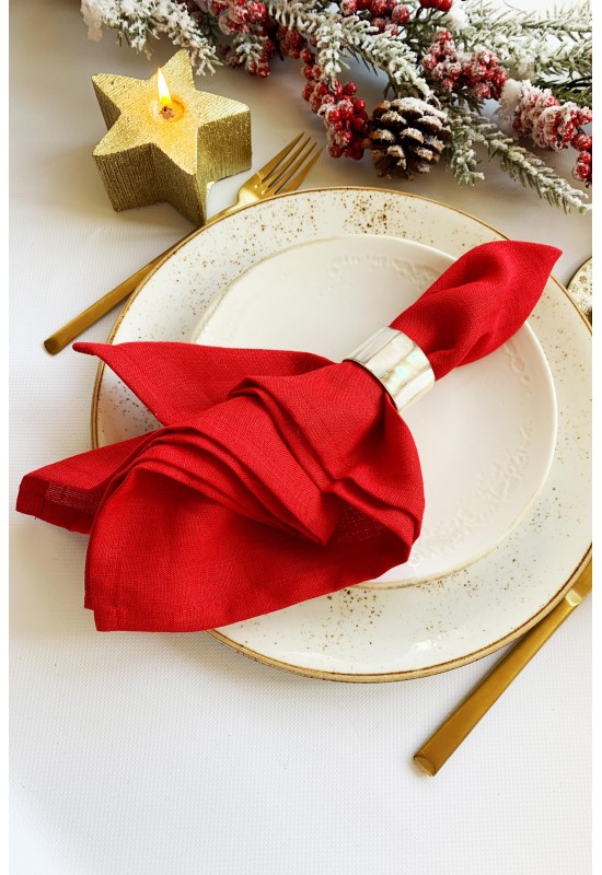 Red Linen Cloth Napkins