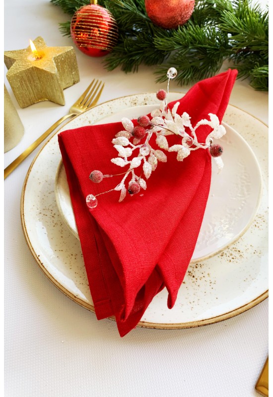 Red Linen Cloth Napkins