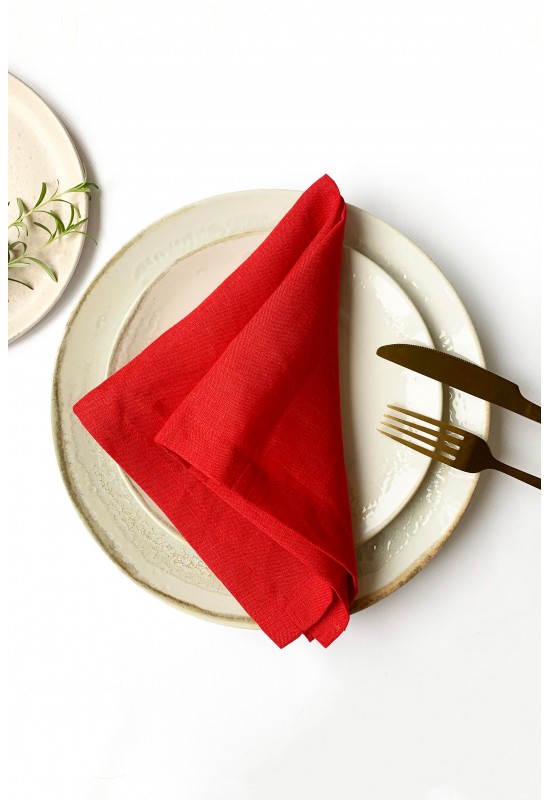 Red Linen Cloth Napkins