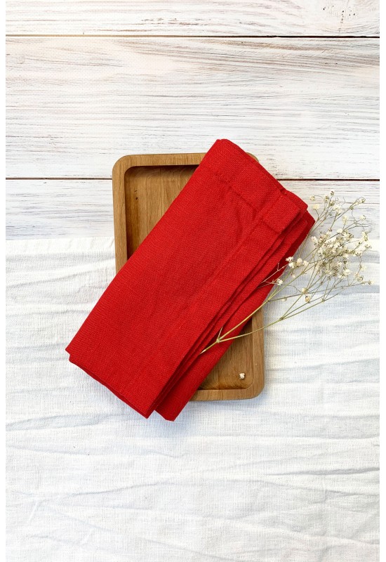 Red Linen Cloth Napkins, Bulk and Retail