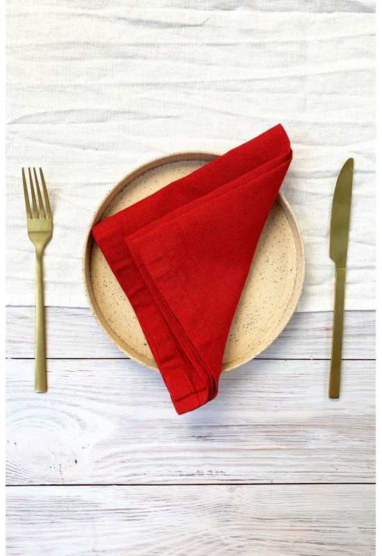 Red Linen Cloth Napkins