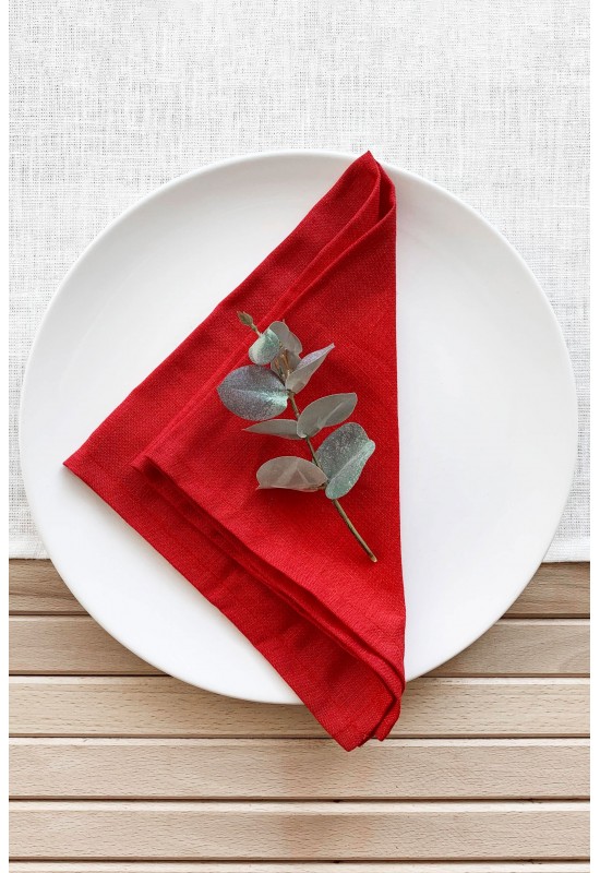 Red Linen Cloth Napkins