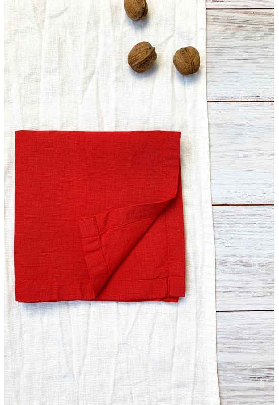 Red Linen Cloth Napkins