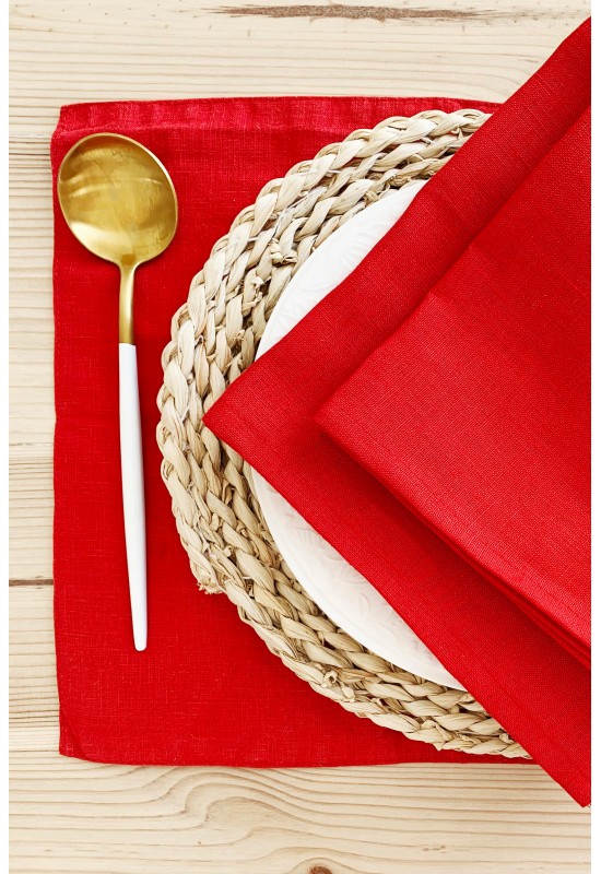 Red Linen Cloth Napkins