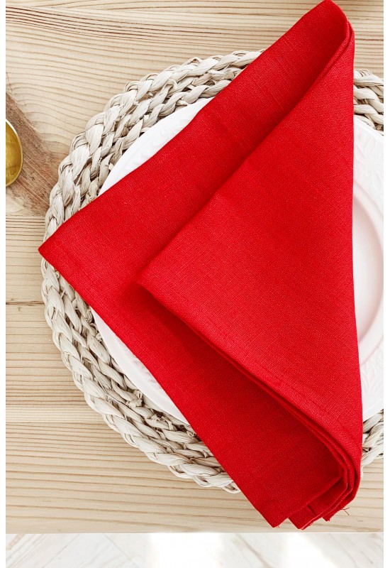 Red Linen Cloth Napkins