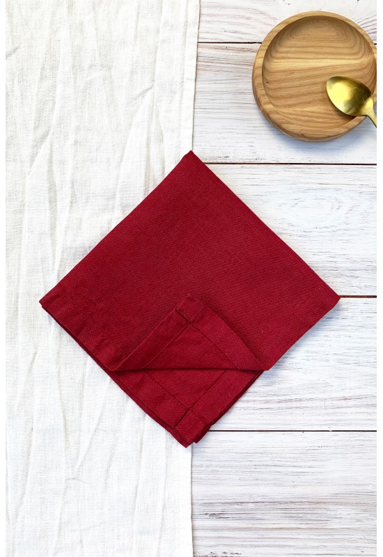 Red wine| Maroon linen cloth napkins 