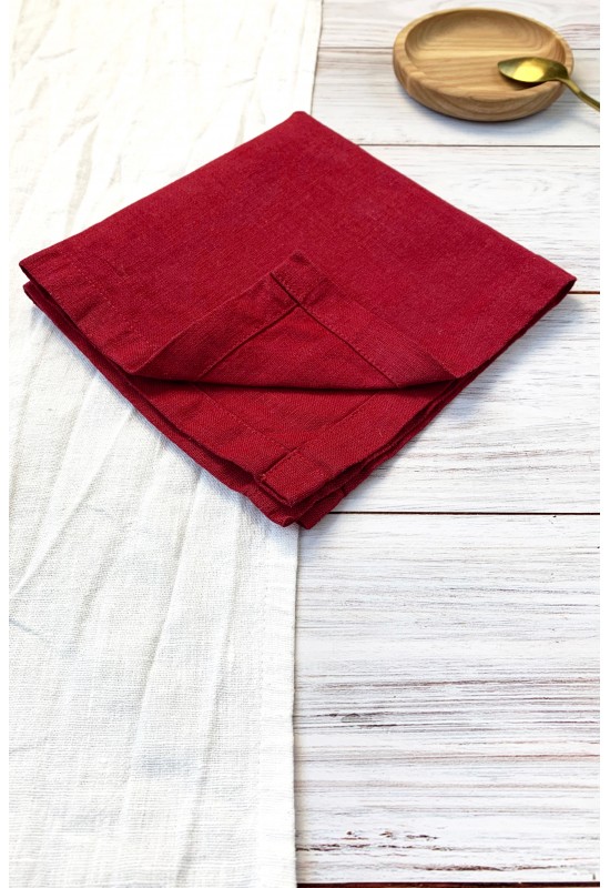 Red Wine Cotton Cloth Napkins for Dinner, Wedding - Like Merlot - Bulk